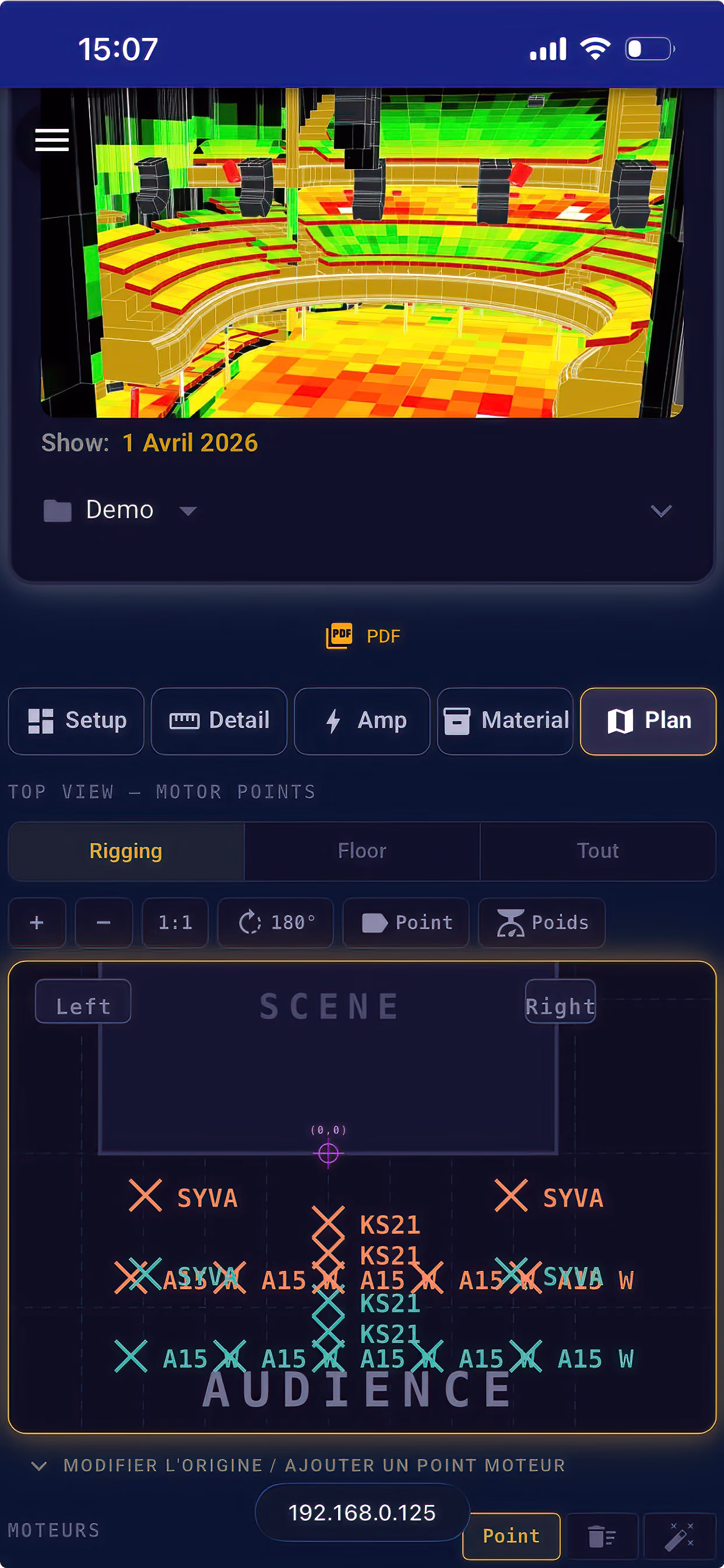 App Soundvision - plan rigging avec motor points